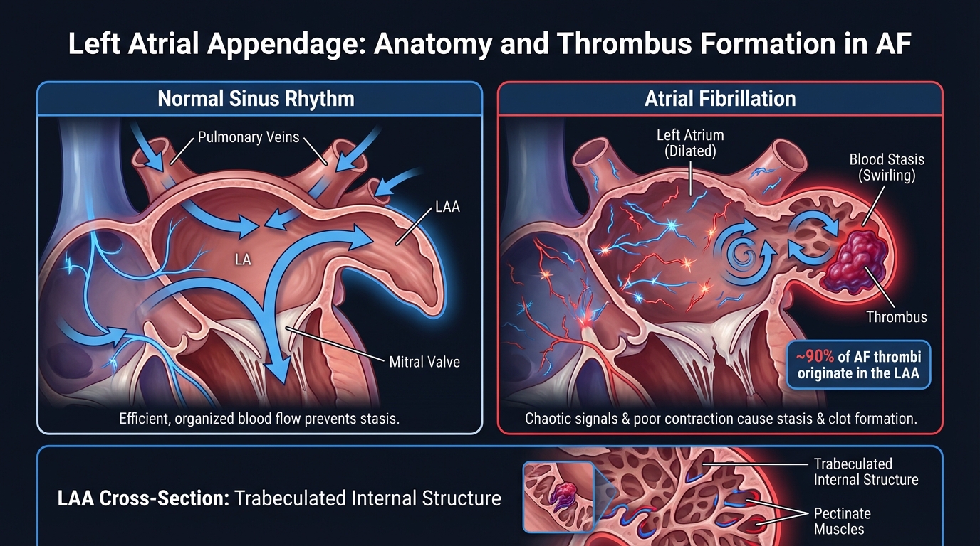 Left Atrial Appendage Anatomy and Thrombus Formation