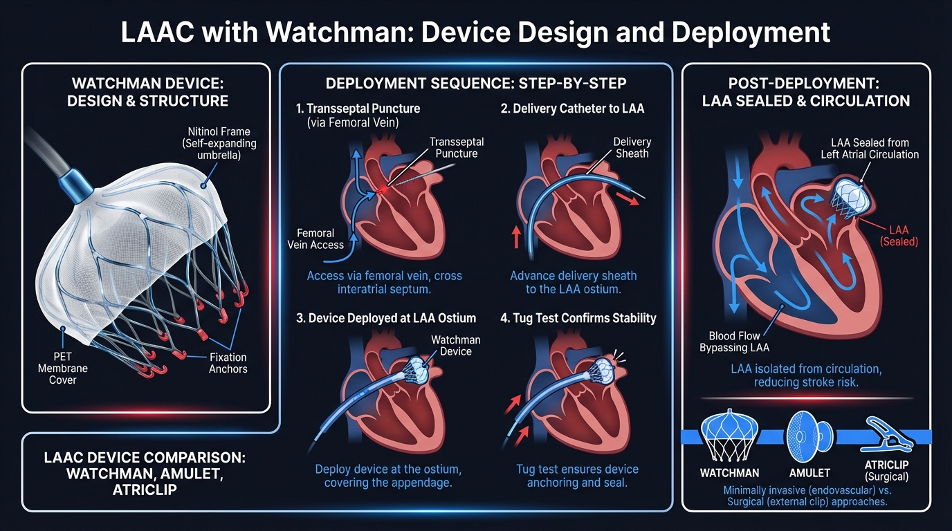 Watchman LAAC Device: Anatomy, Deployment, and Mechanism