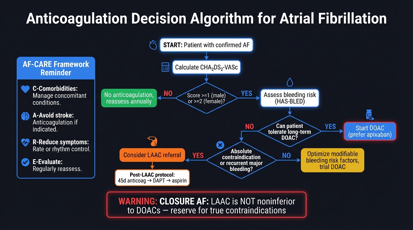 Anticoagulation Decision Algorithm for AF: DOACs, VKAs, and LAAC