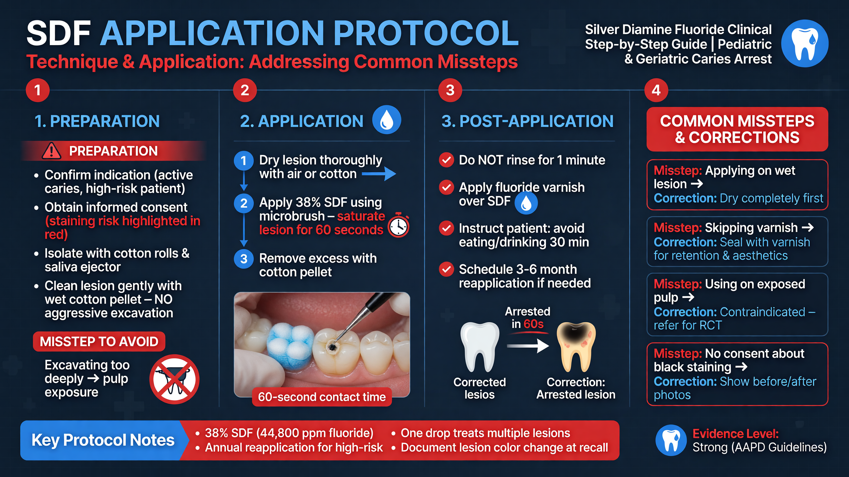 Clinical step-by-step guide for SDF application.