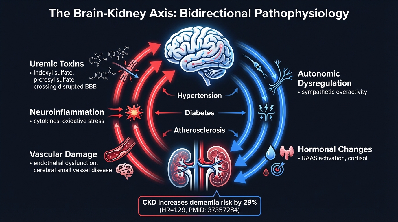 Diagram of brain-kidney axis interactions