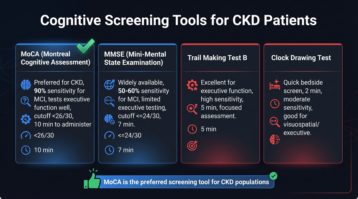 Cognitive screening tools comparison for CKD patients