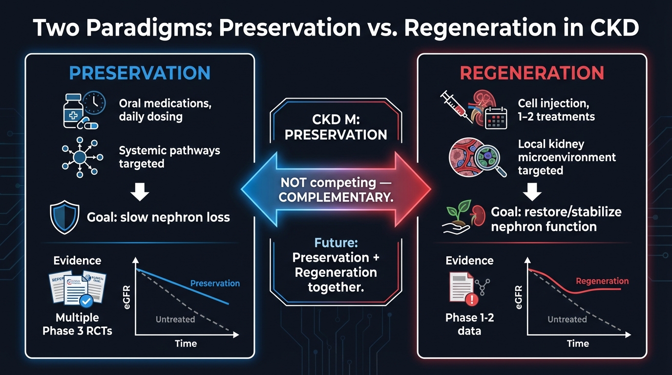 Comparison of preservation vs. regeneration approaches