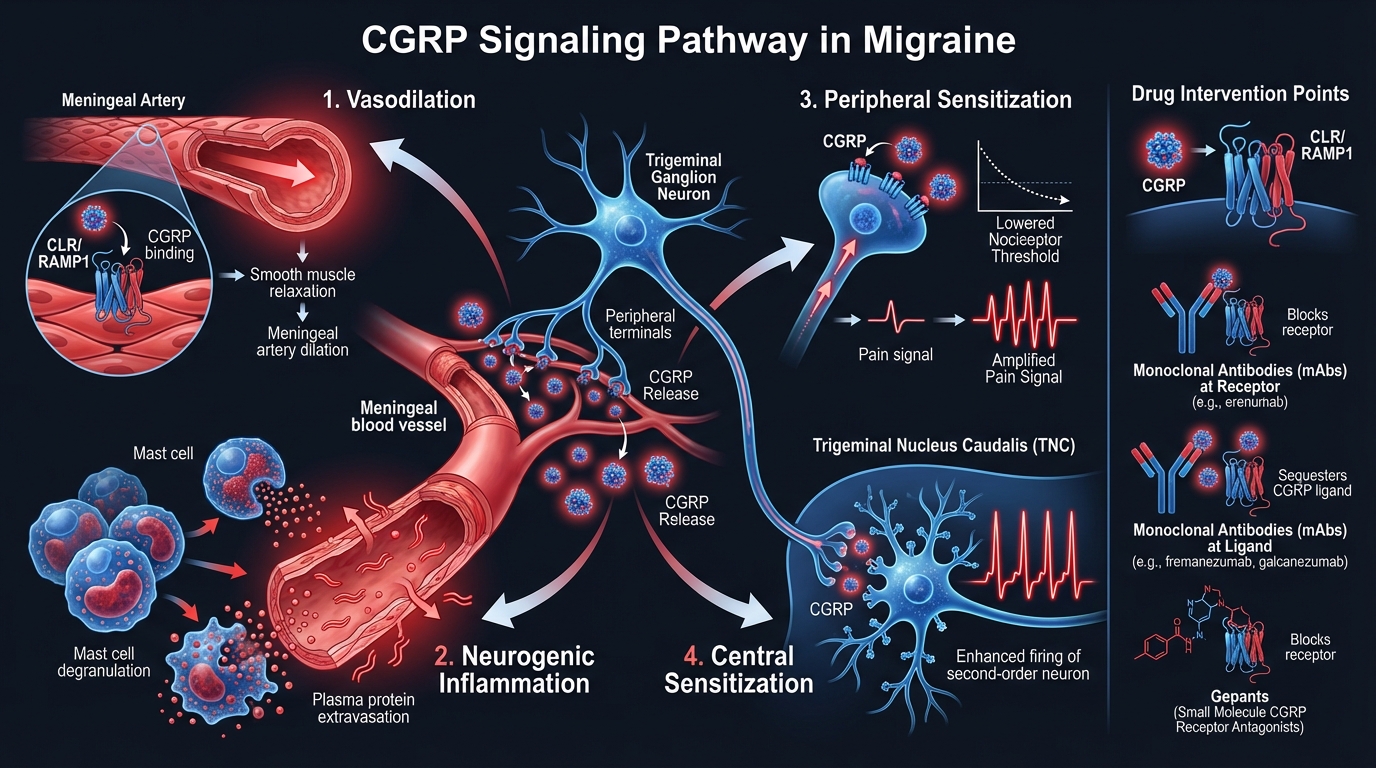 CGRP Signaling Pathway in Migraine