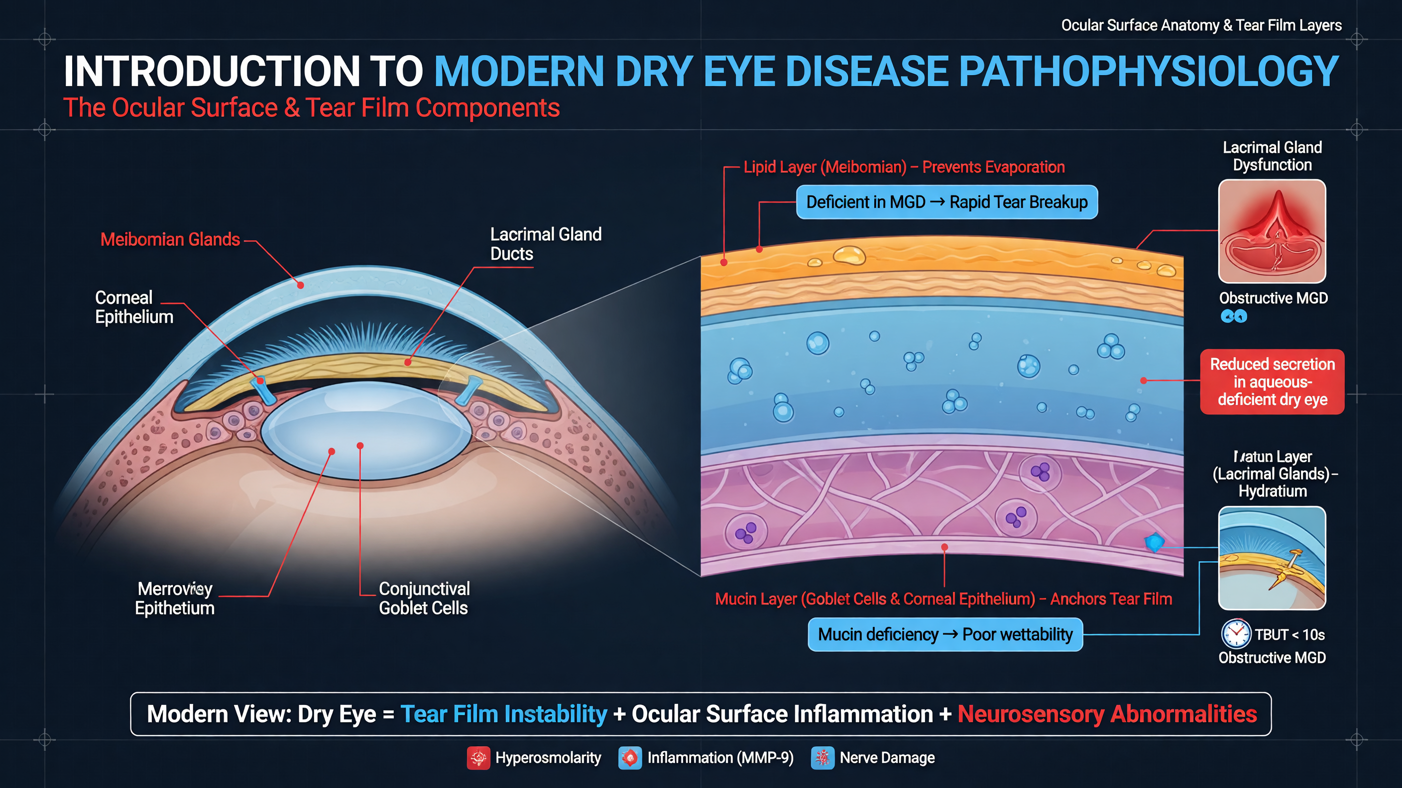 Illustration of the ocular surface and tear film components