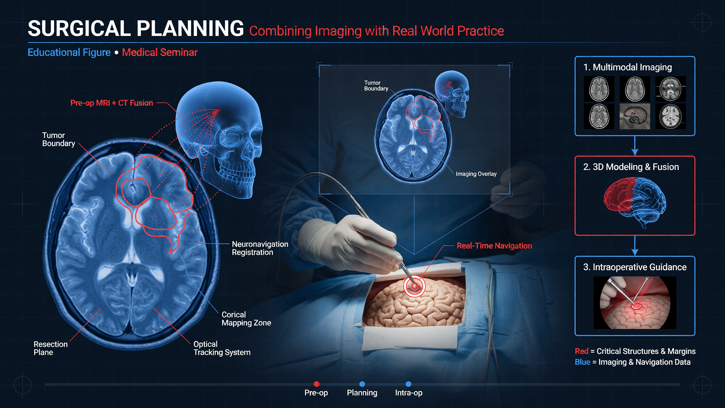 Illustration of surgical planning with imaging overlays