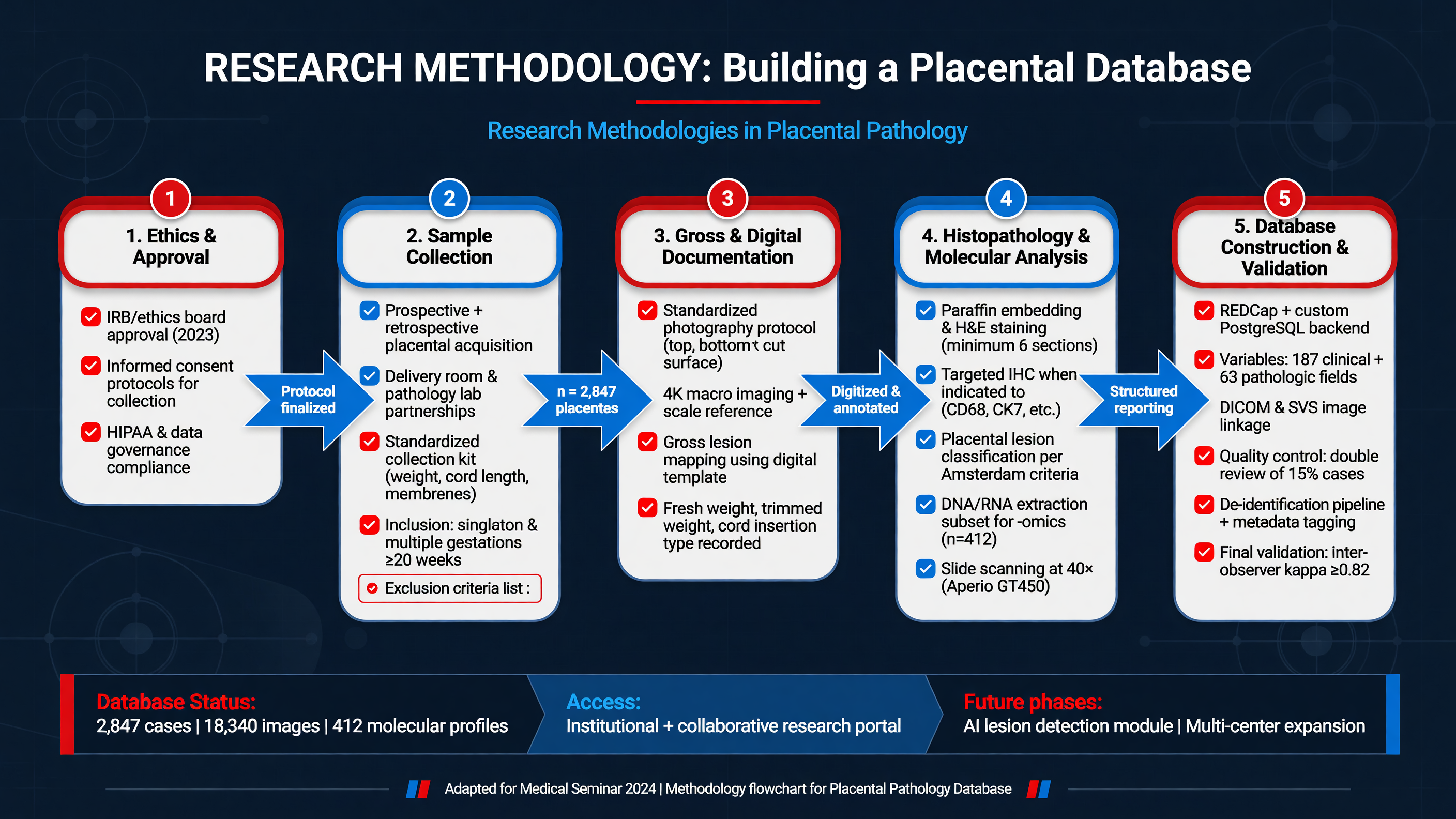 Flowchart of research methodology in building a placental database