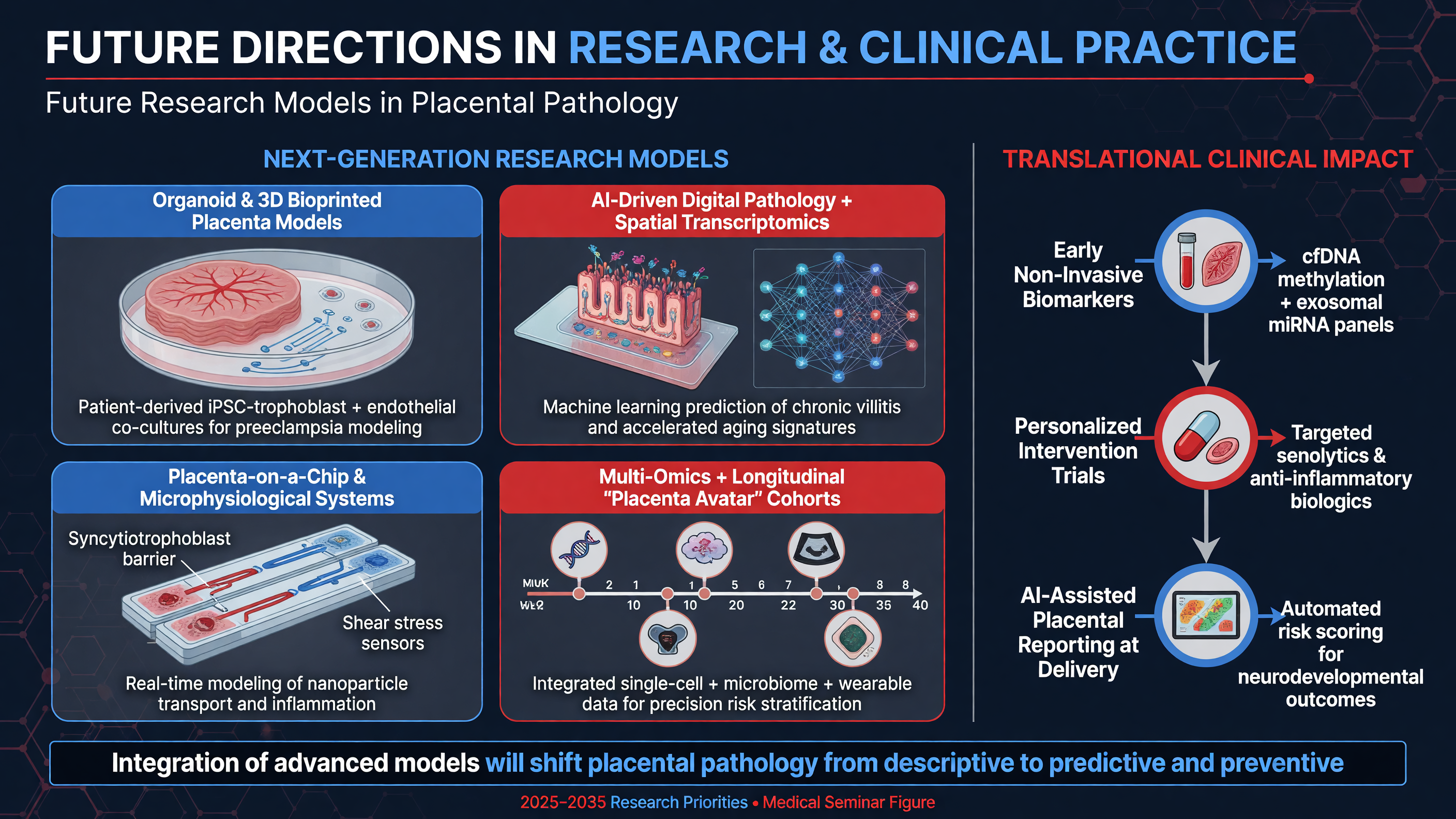 Illustration of future research models in placental pathology